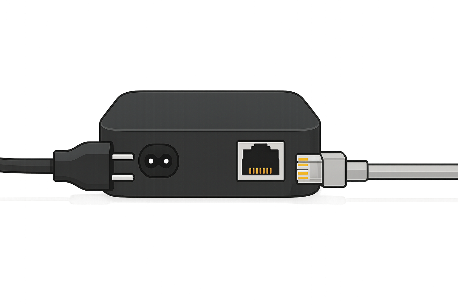Jenius einstecken — Strom und LAN-Kabel anschließen